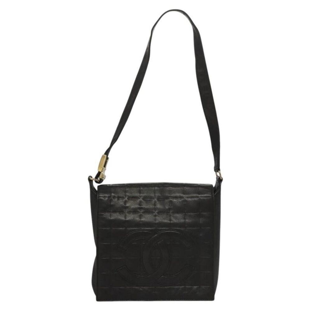 Chanel Chocolate Bar Cc Quilted Leather Black Leather Shoulder Bag Bag